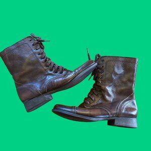 Steve Madden Brown Leather Lace-Up Ankle Boots 10